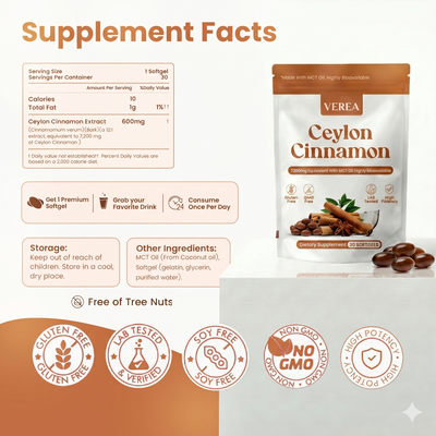 VEREA PREMIUM CEYLON CINNAMON 7200mg (with MCT Oil)